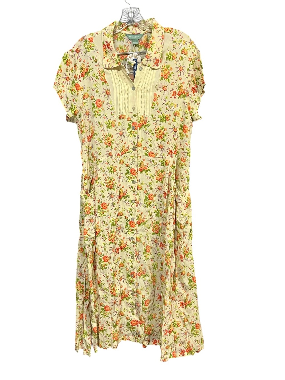 April Cornell Amalia Floral Maxi Dress Women L Cream Rayon NWT Cottagecore